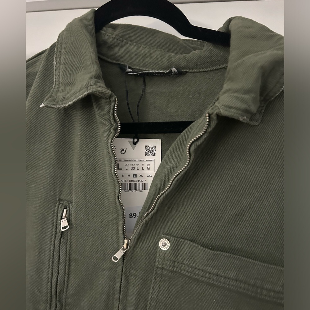 Zara Olive Green Women's Utility Jumpsuit - Picture 5 of 7